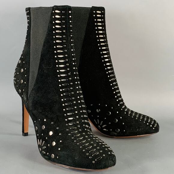 Alaia Shoes - ALAIA Size 7.5 Black Studded Suede Pull On Stiletto Booties
